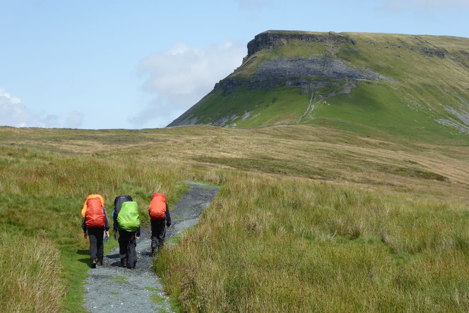 A DofE group walking towards a hill
